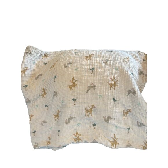 Lulujo Baby 100% Cotton Muslin Swaddle Blanket, 47 x 47-Inches, Little Fawns - Picture 1 of 4